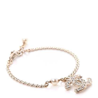 Chanel Pearl Crystal CC Bracelet Light Gold 1 of 4