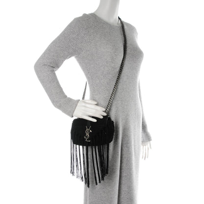 Saint Laurent Calfskin Crochet Baby Monogram Chain Satchel Black 2 of 8