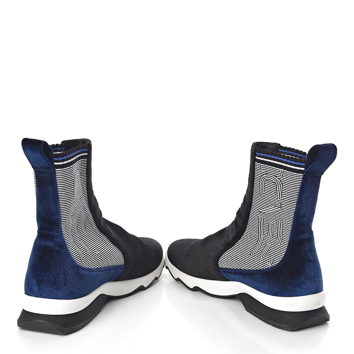 Velvet Stretch Logo High Top Sneakers 39 Black Blue