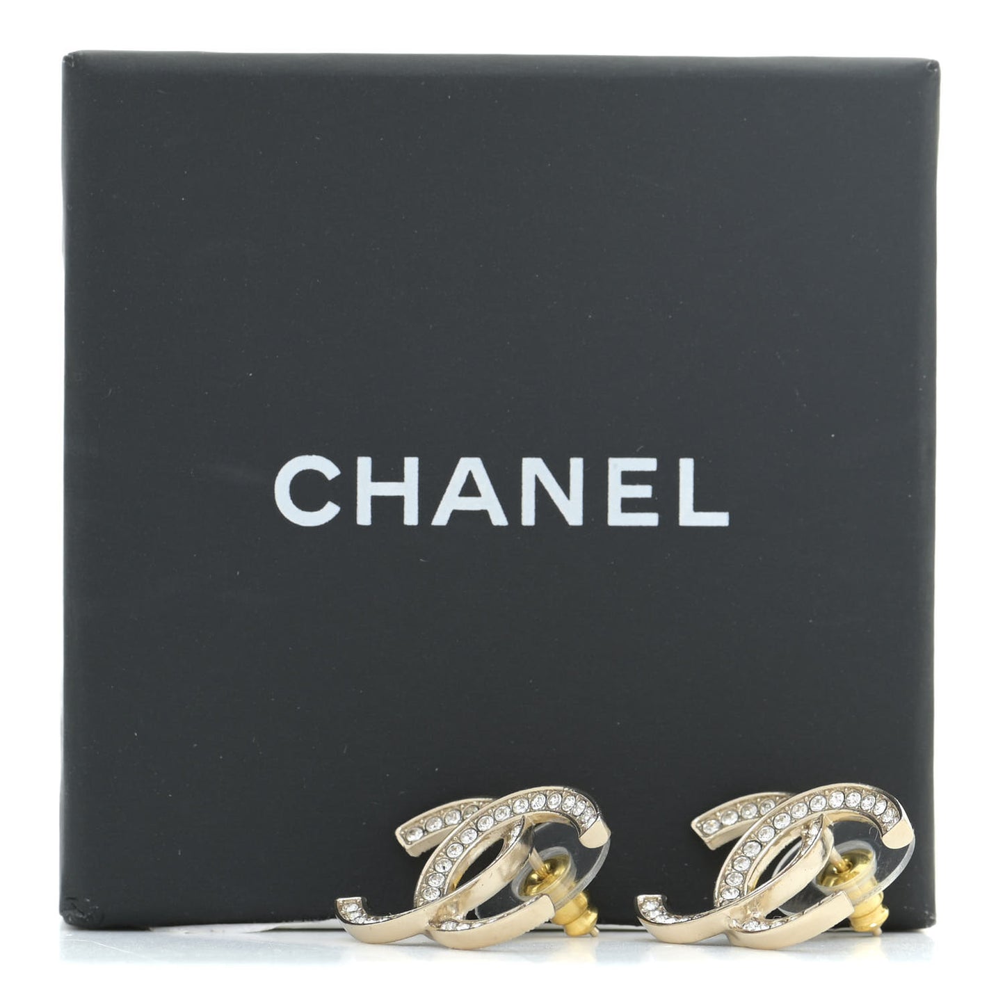 Crystal Large CC Earrings Gold
