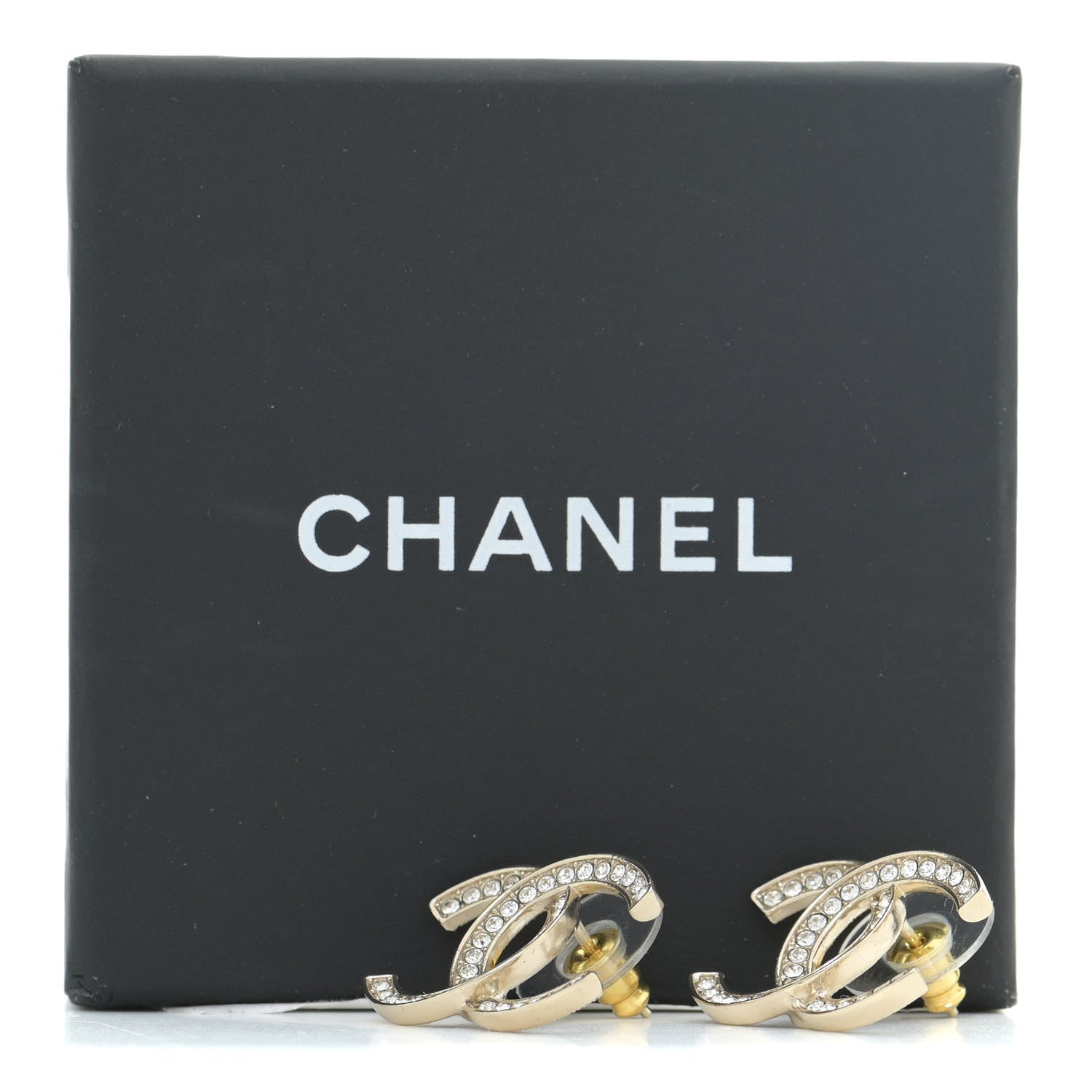 Chanel Crystal Large CC Earrings Gold 6 of 6