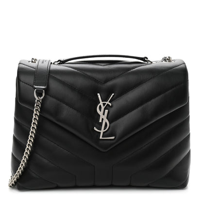 Saint Laurent Calfskin Y Quilted Monogram Small Loulou Chain Satchel Black 1 of 8
