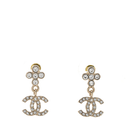 Chanel Crystal CC Cross Drop Earrings Gold 1 of 4