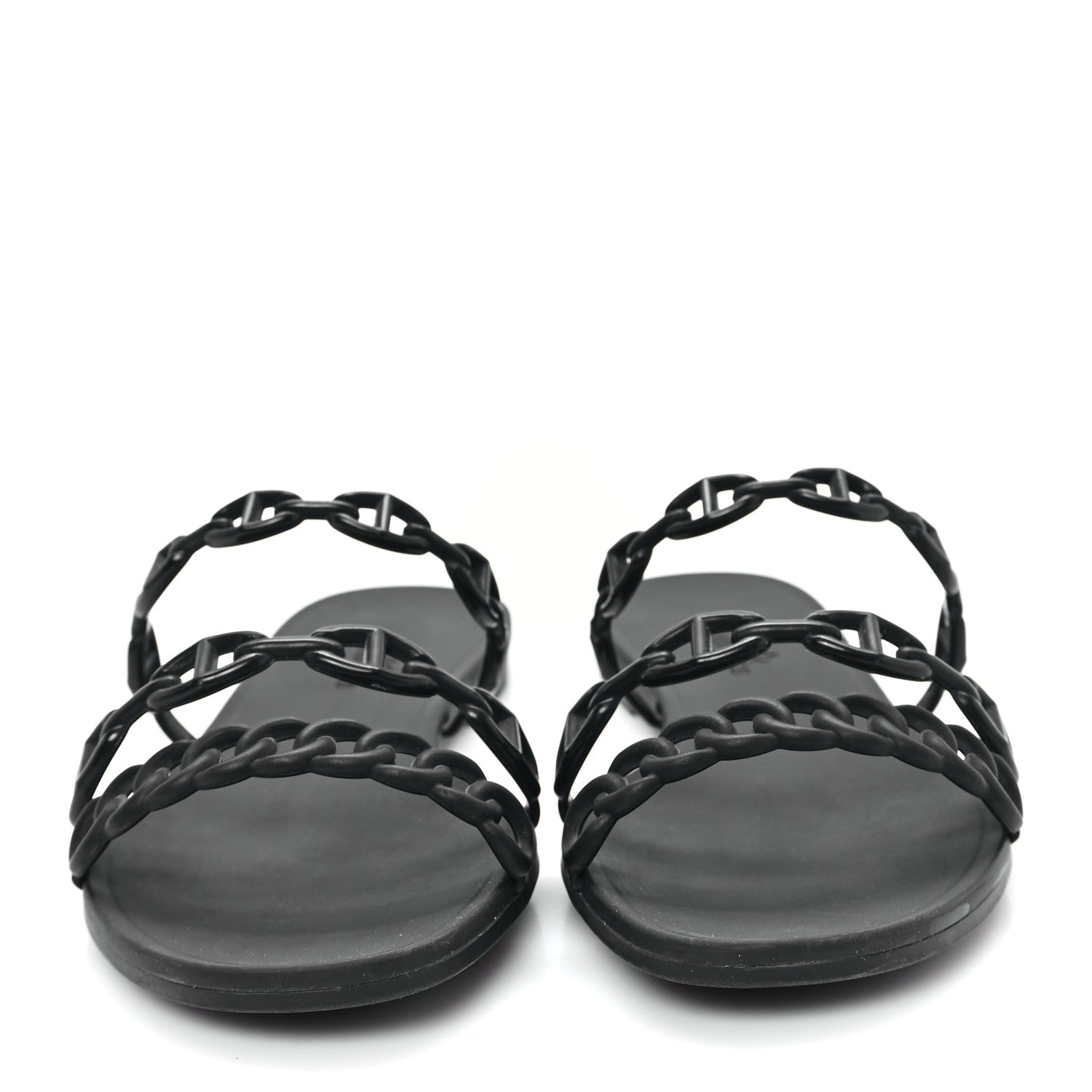 Hermes Rubber Chaine d'Ancre Rivage Sandals 38 Black 3 of 10