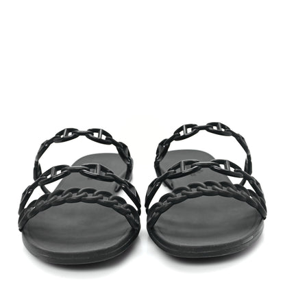 Hermes Rubber Chaine d'Ancre Rivage Sandals 38 Black 3 of 10