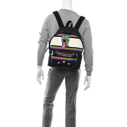 Saint Laurent Nylon Twill Dinosaur Print City Backpack Black Multicolor 2 of 15