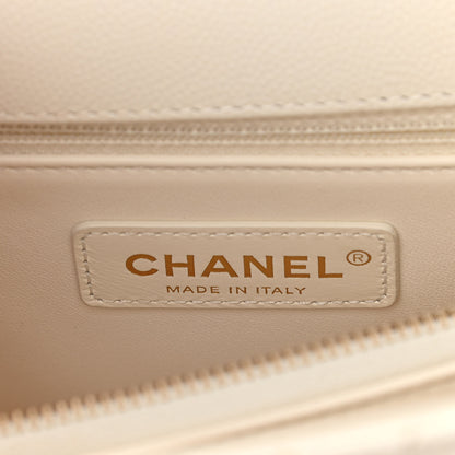 Chanel Caviar Quilted Small Coco Handle Flap White 6 of 11