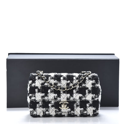 Chanel Tweed Quilted Mini Rectangular Flap Black Ecru White 12 of 12