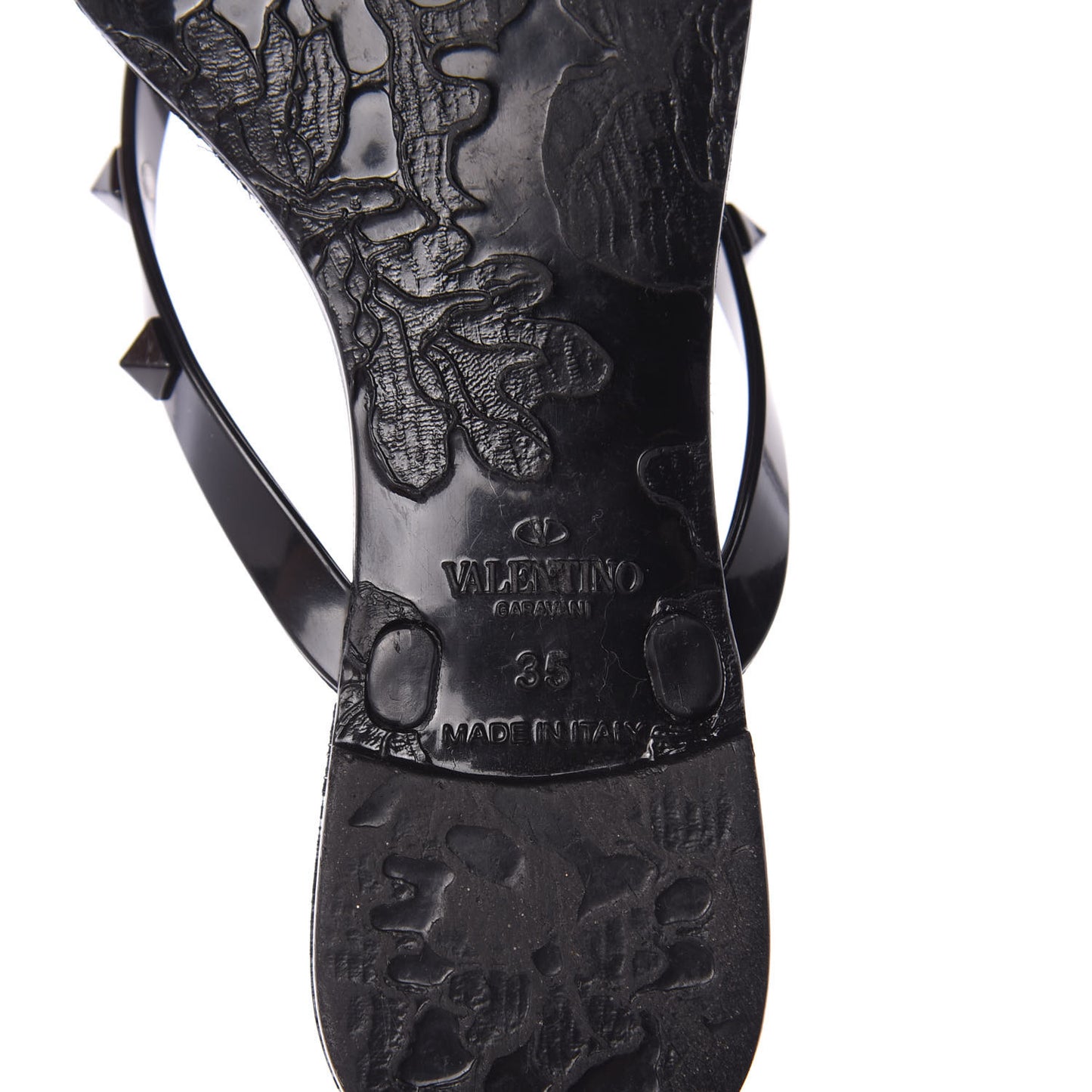 PVC Jelly Rockstud Bow Thong Sandals 35 Black