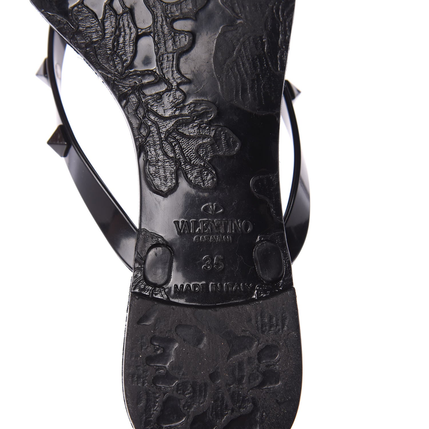 Valentino Garavani PVC Jelly Rockstud Bow Thong Sandals 35 Black 9 of 10