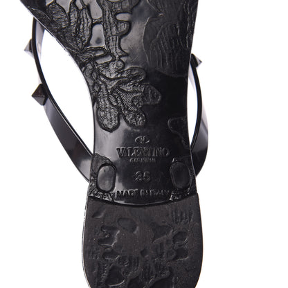 Valentino Garavani PVC Jelly Rockstud Bow Thong Sandals 35 Black 9 of 10