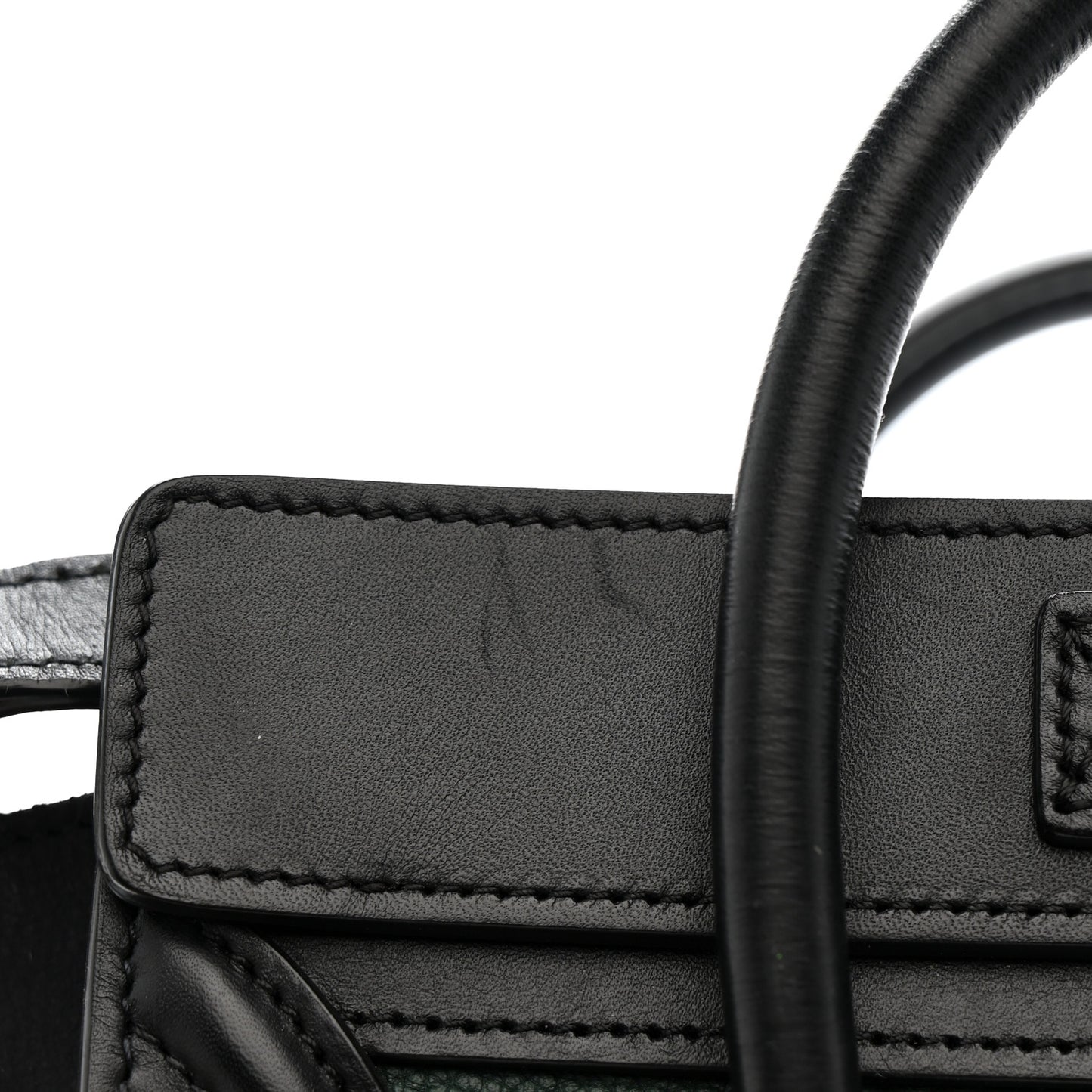 Grained Baby Calfskin Nubuck Nano Bi-Color Luggage Dark Green Navy