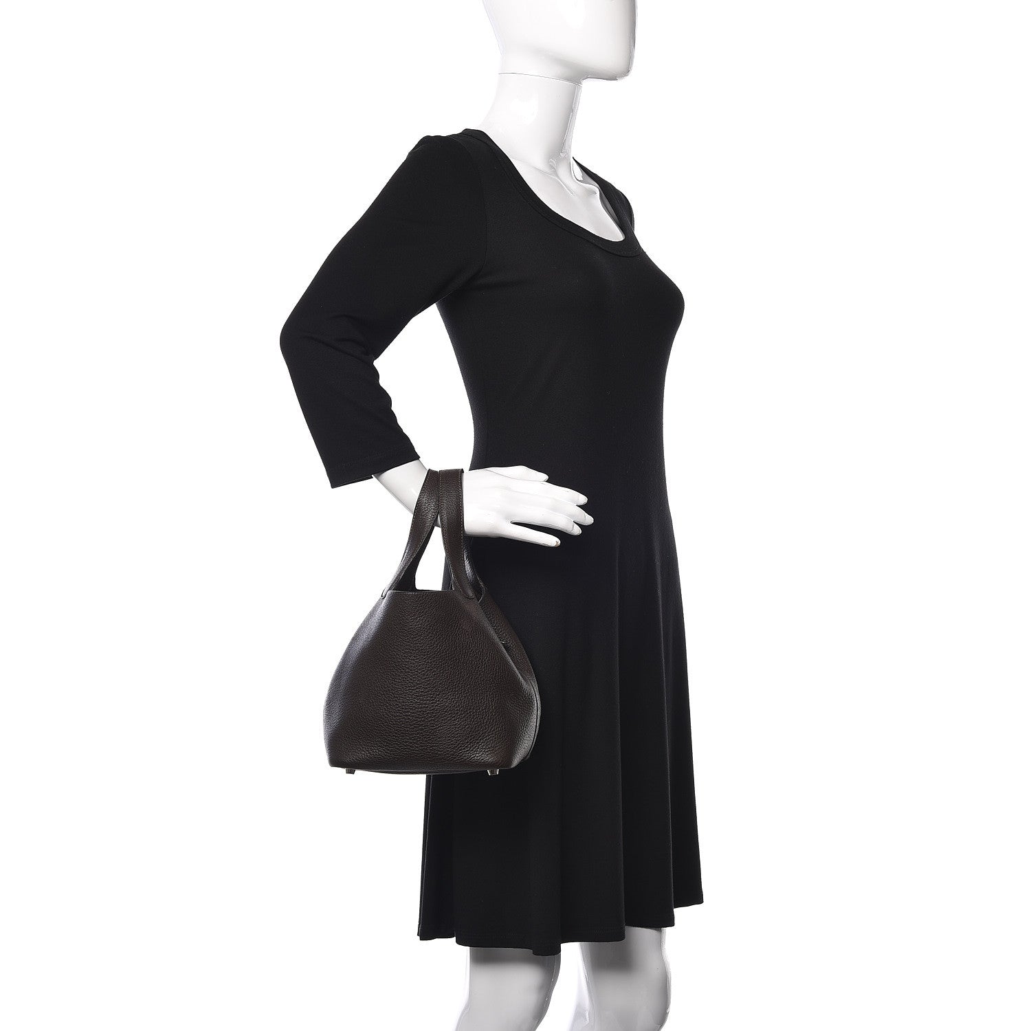 Hermes Taurillon Clemence Picotin 18 PM Chocolate 2 of 11