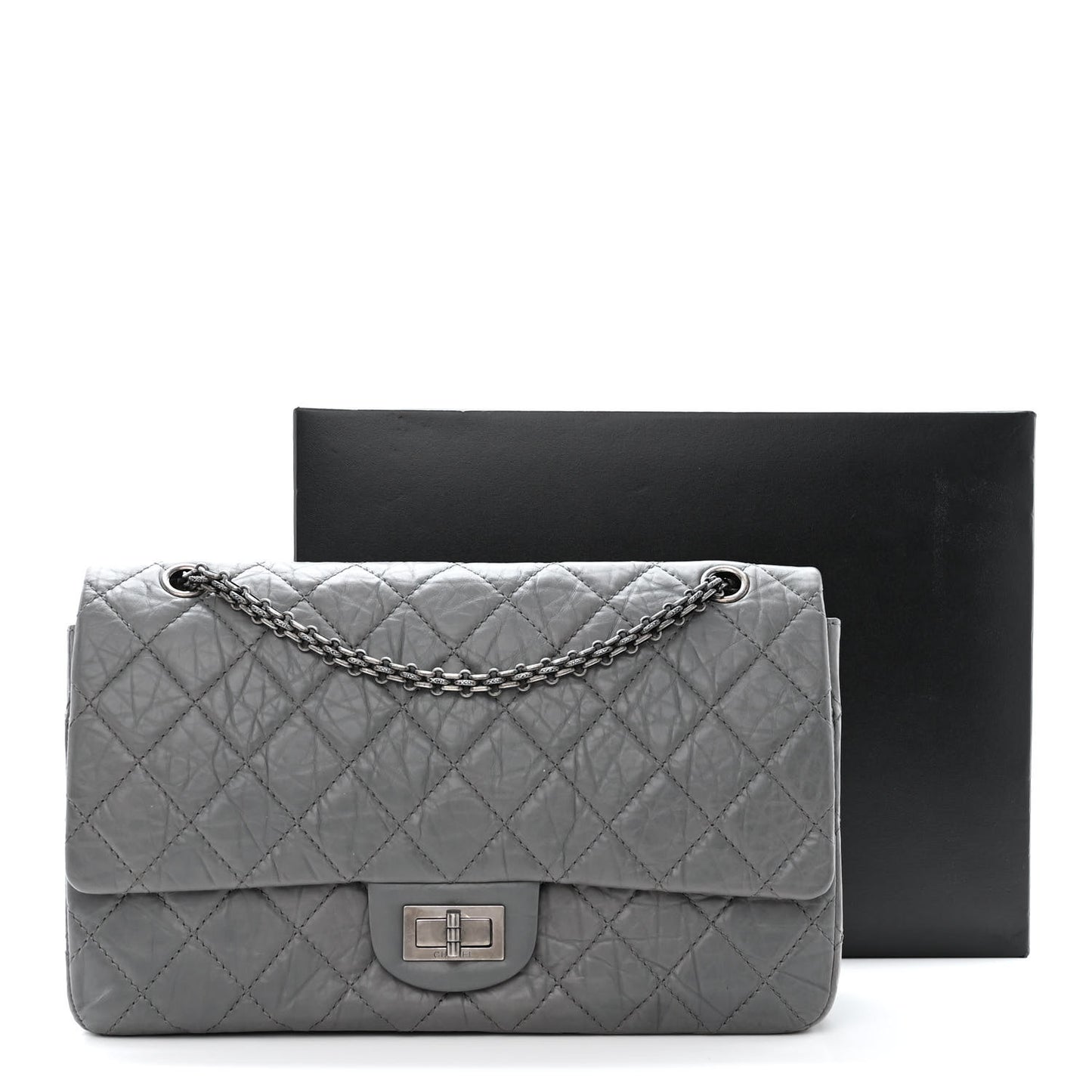 Aged Calfskin Quilted 2.55 Reissue 227 Flap Grey