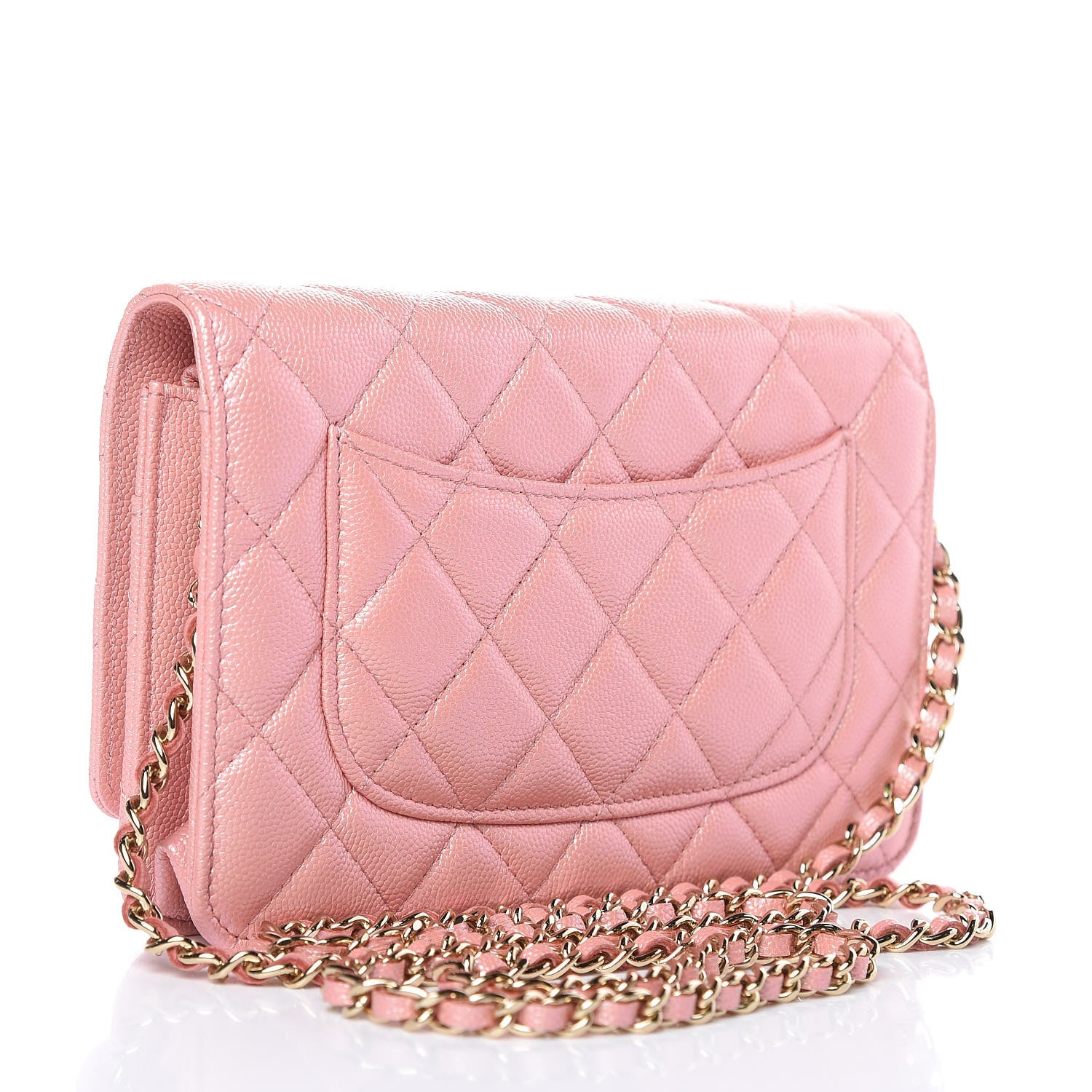 Chanel Iridescent Caviar Quilted Wallet on Chain WOC Pink 3 of 12