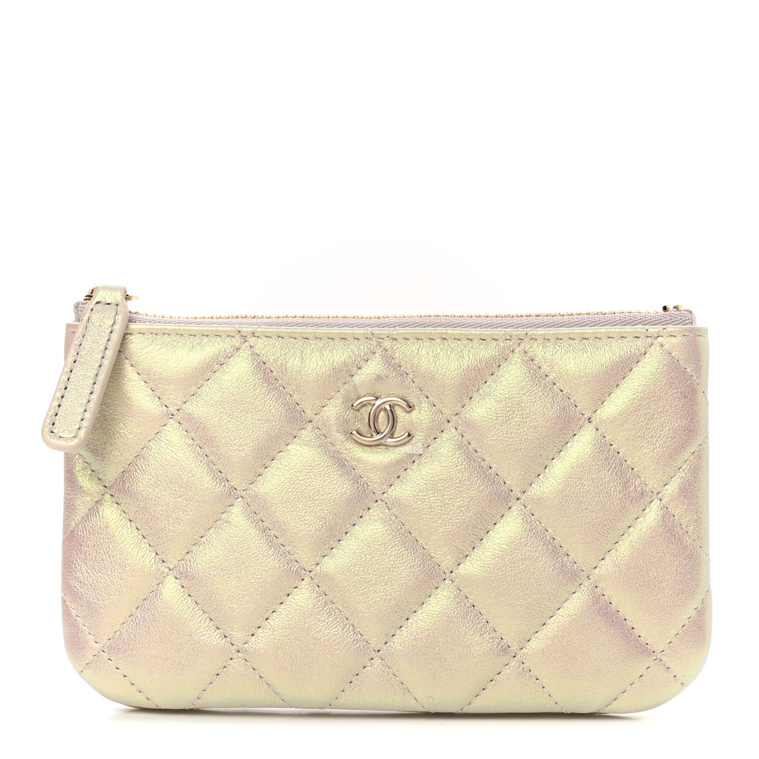 Chanel Iridescent Lambskin Quilted Small Cosmetic Case Ivory 1 of 8