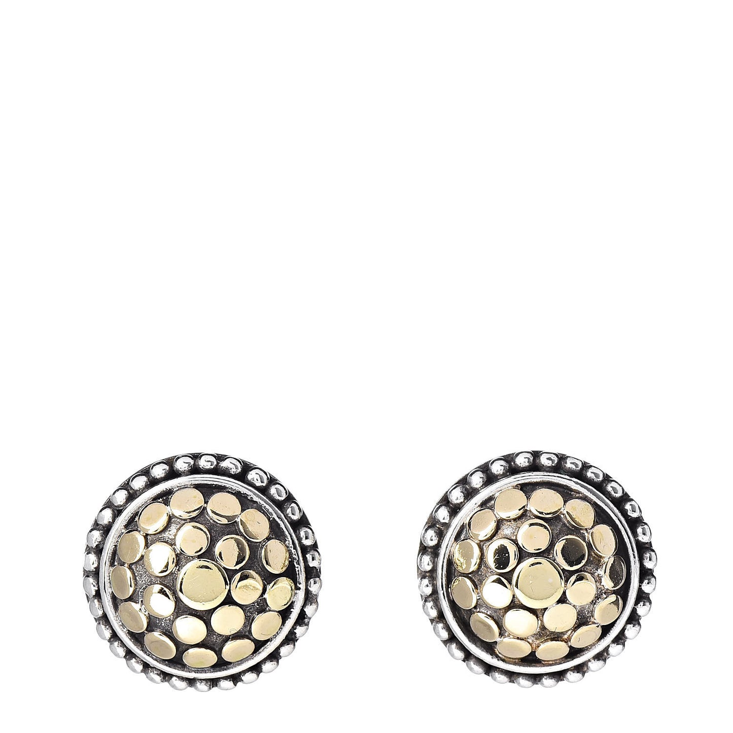 Sterling Silver 18K Yellow Gold Dot Stud Earrings