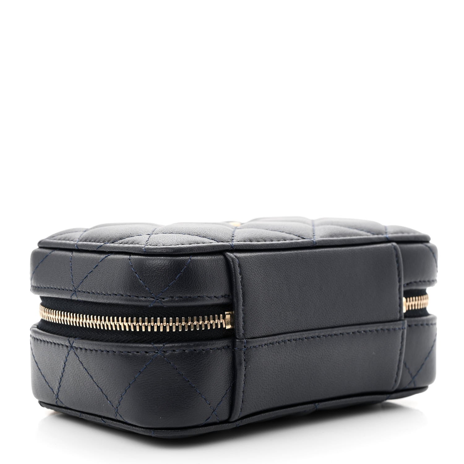 Chanel Lambskin Quilted Chain Top Handle Vanity Case Blue 4 of 11