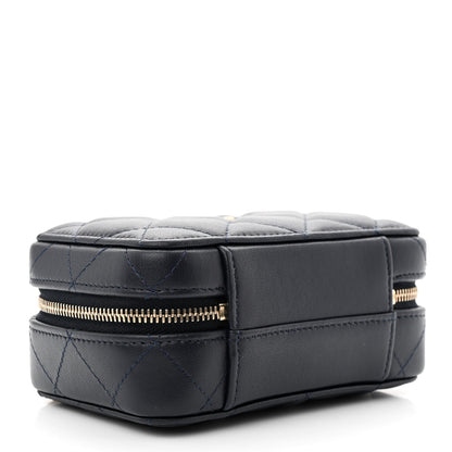 Chanel Lambskin Quilted Chain Top Handle Vanity Case Blue 4 of 11