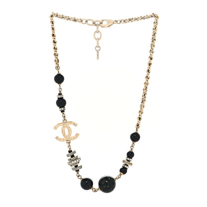 Chanel Crystal Bead Scarab CC Choker Necklace Black 3 of 5