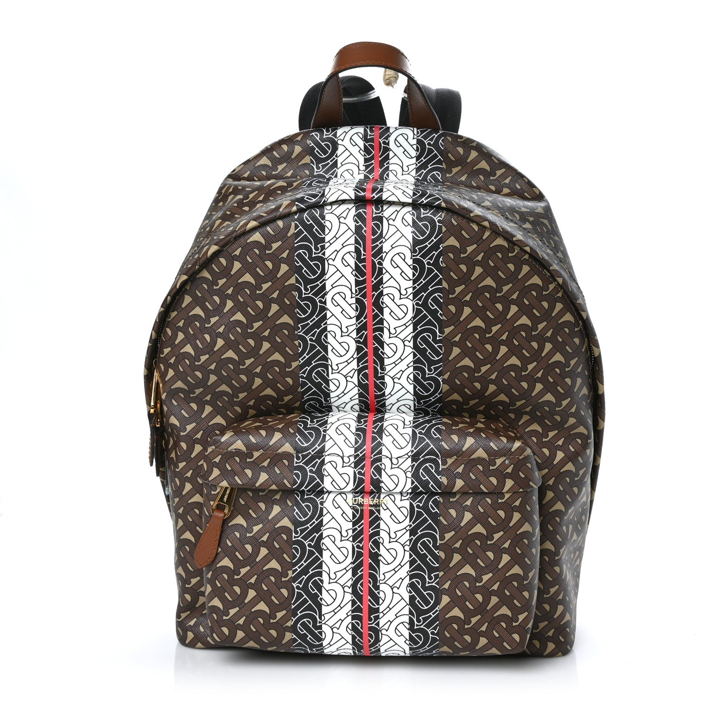 E-Canvas Monogram Stripe Backpack Bridle Brown