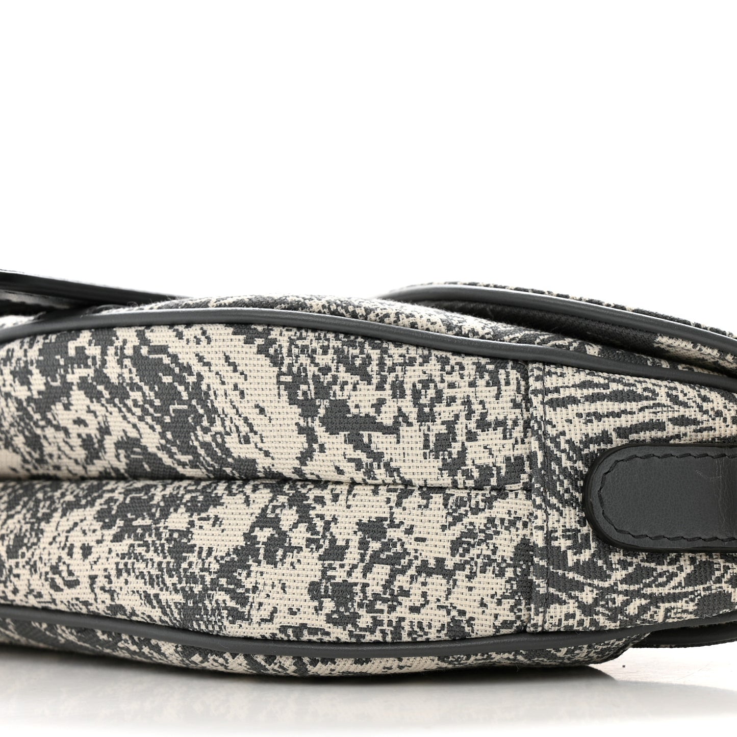 Canvas Reverse Embroidered Toile De Jouy Saddle Bag Grey