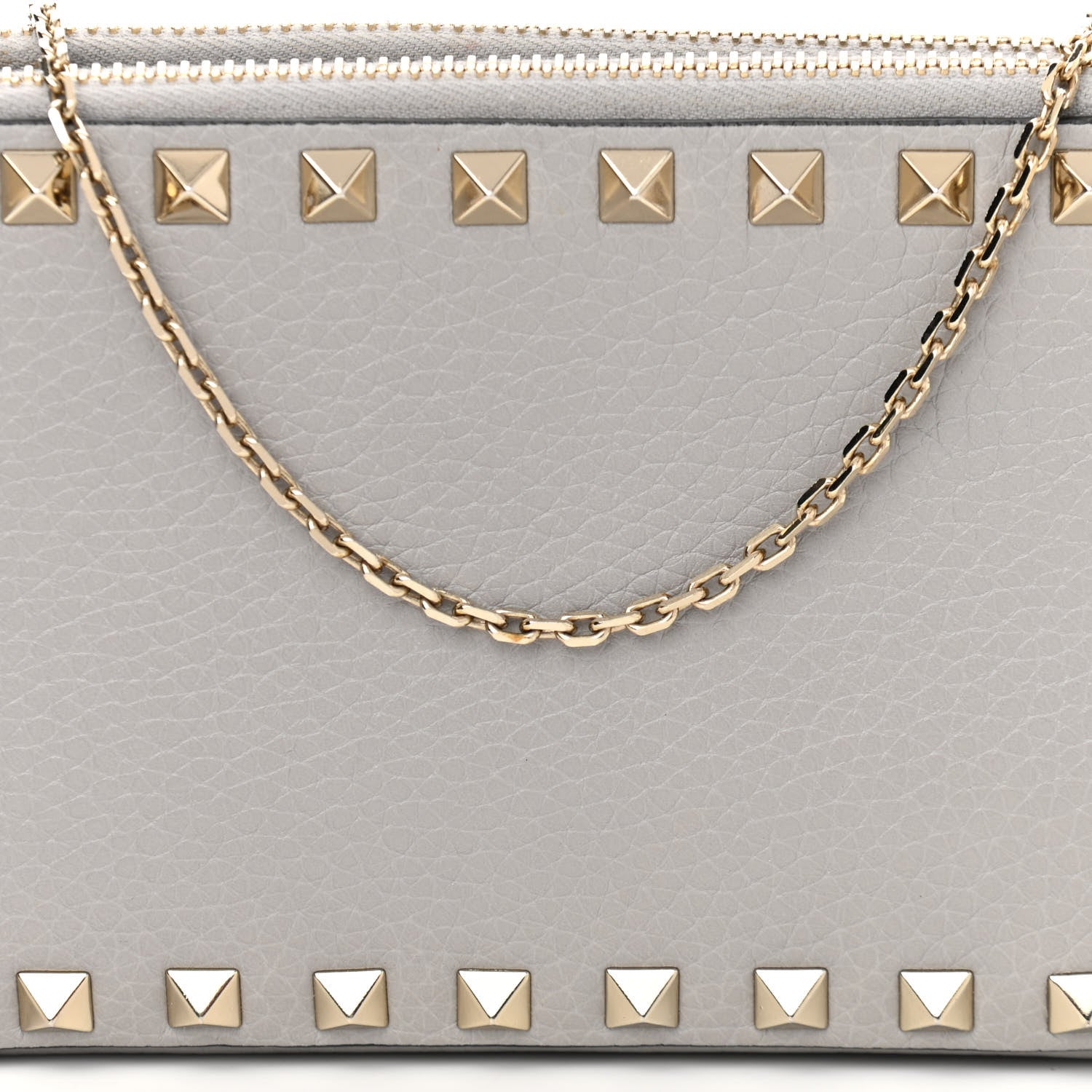 Valentino Garavani Pebbled Calfskin Rockstud Double Zip Camera Crossbody Bag Grey 8 of 11