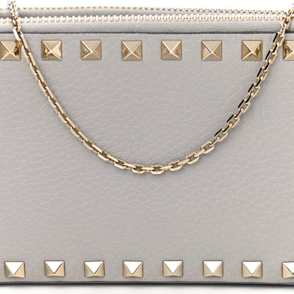 Valentino Garavani Pebbled Calfskin Rockstud Double Zip Camera Crossbody Bag Grey 8 of 11