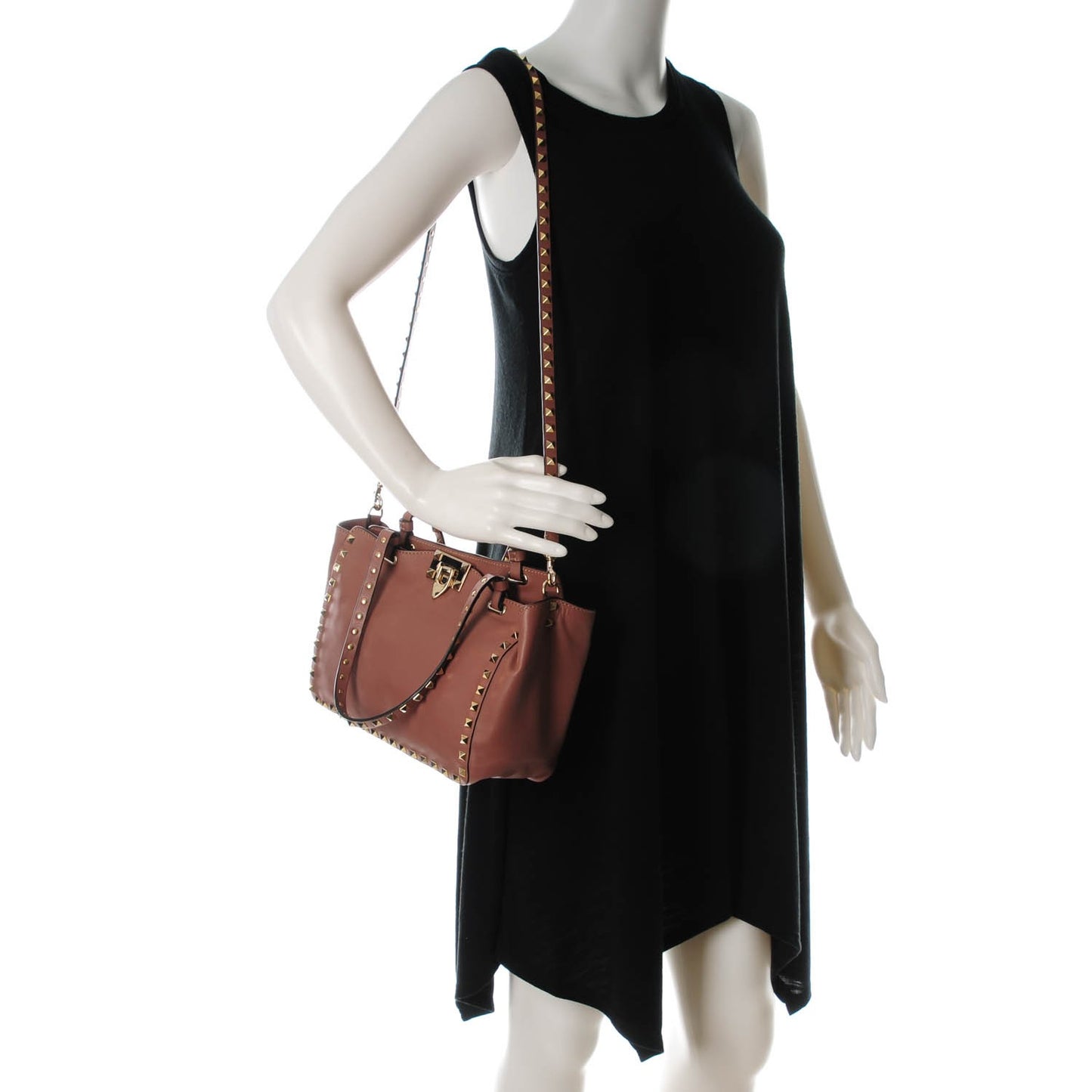 Vitello Small Rockstud Tote Poudre
