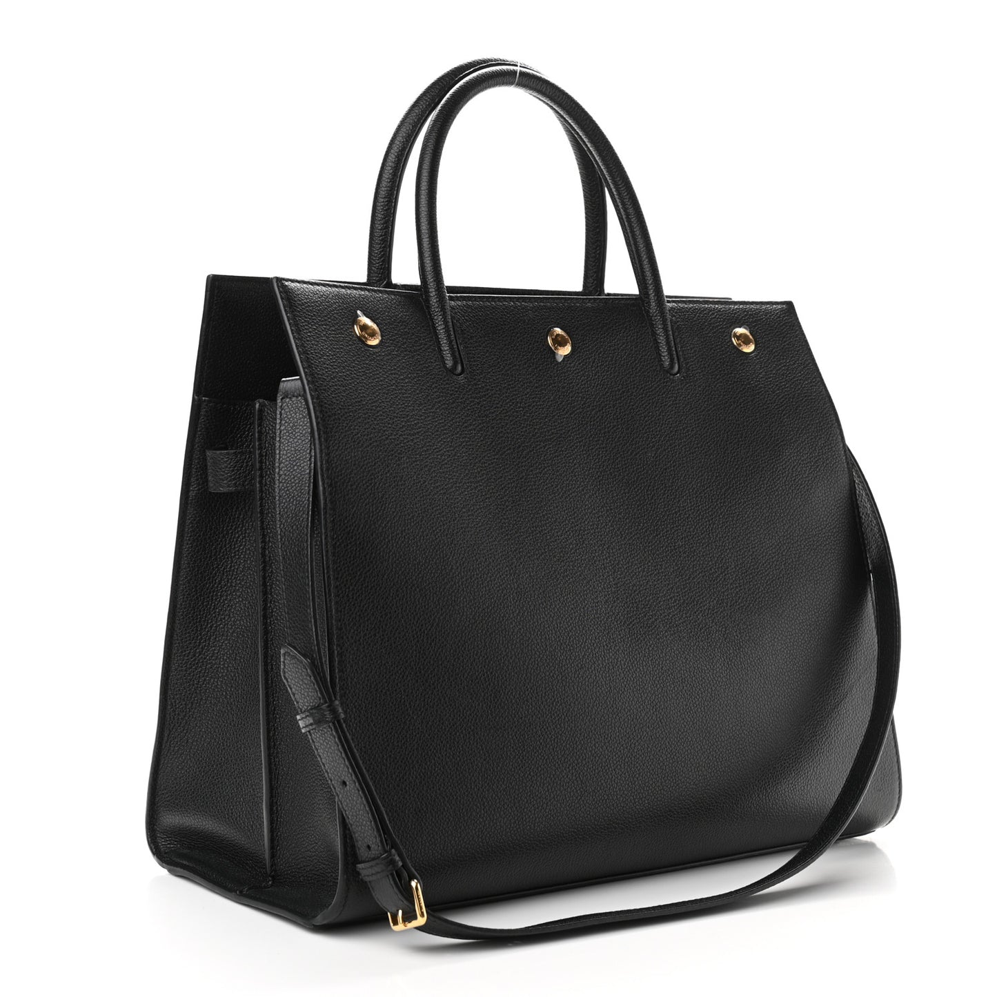 Grainy Calfskin Medium Title Bag Black