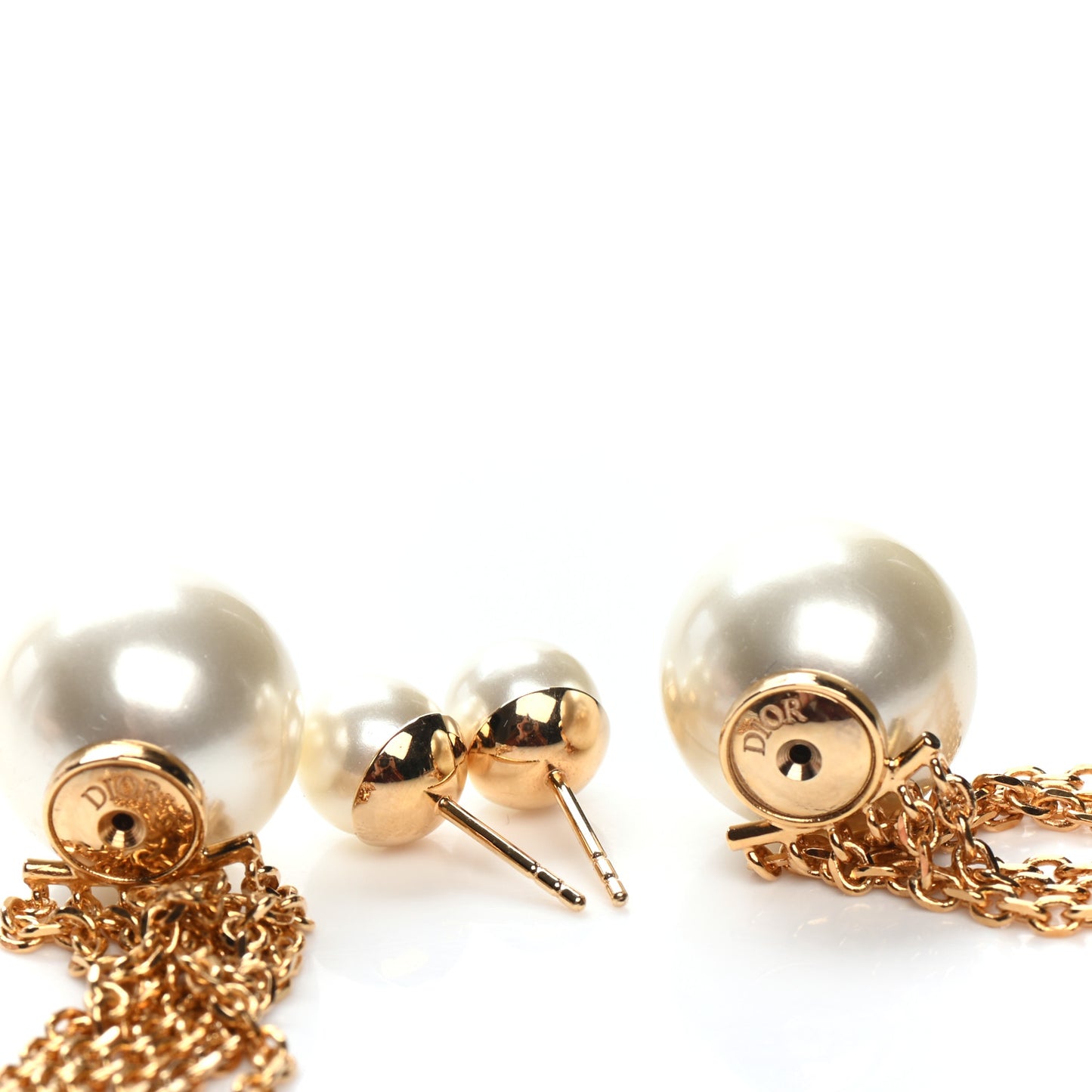 Pearl Tribales Dangle Chain Earrings Gold