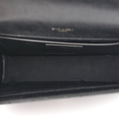 Saint Laurent Grain De Poudre Textured Mixed Matelasse Triquilt Medium Monogram Monochrome Satchel Black 5 of 10