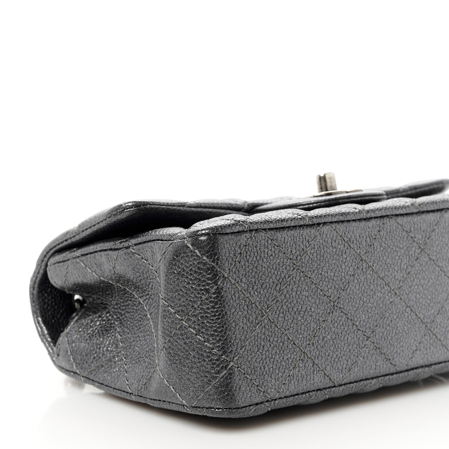 Chanel Pearly Caviar Quilted Mini Rectangular Flap Grey 10 of 11