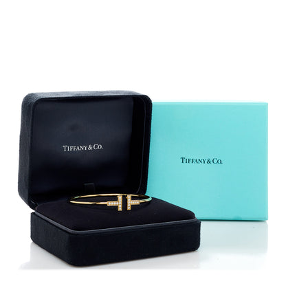 Tiffany 18K Yellow Gold Diamond T Wire Bracelet 4 of 4