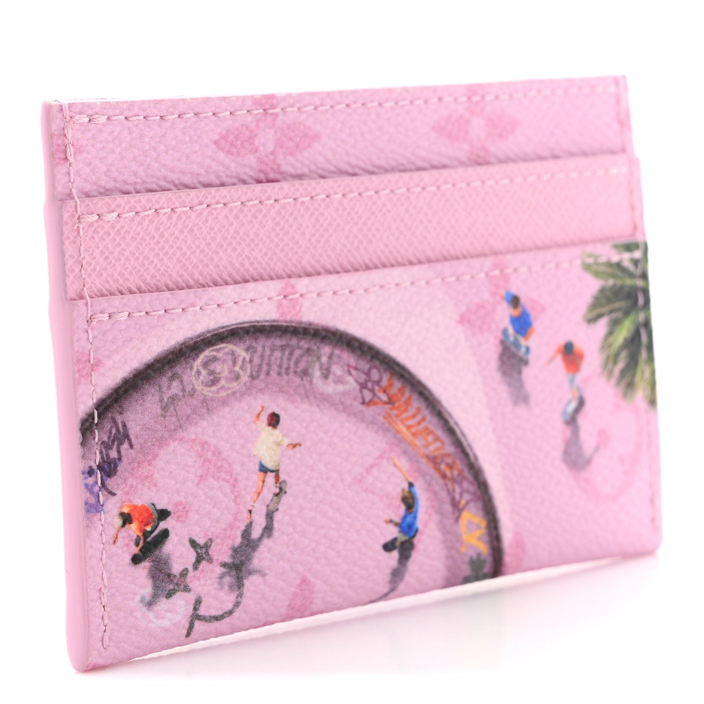 Monogram Double Card Holder Pink