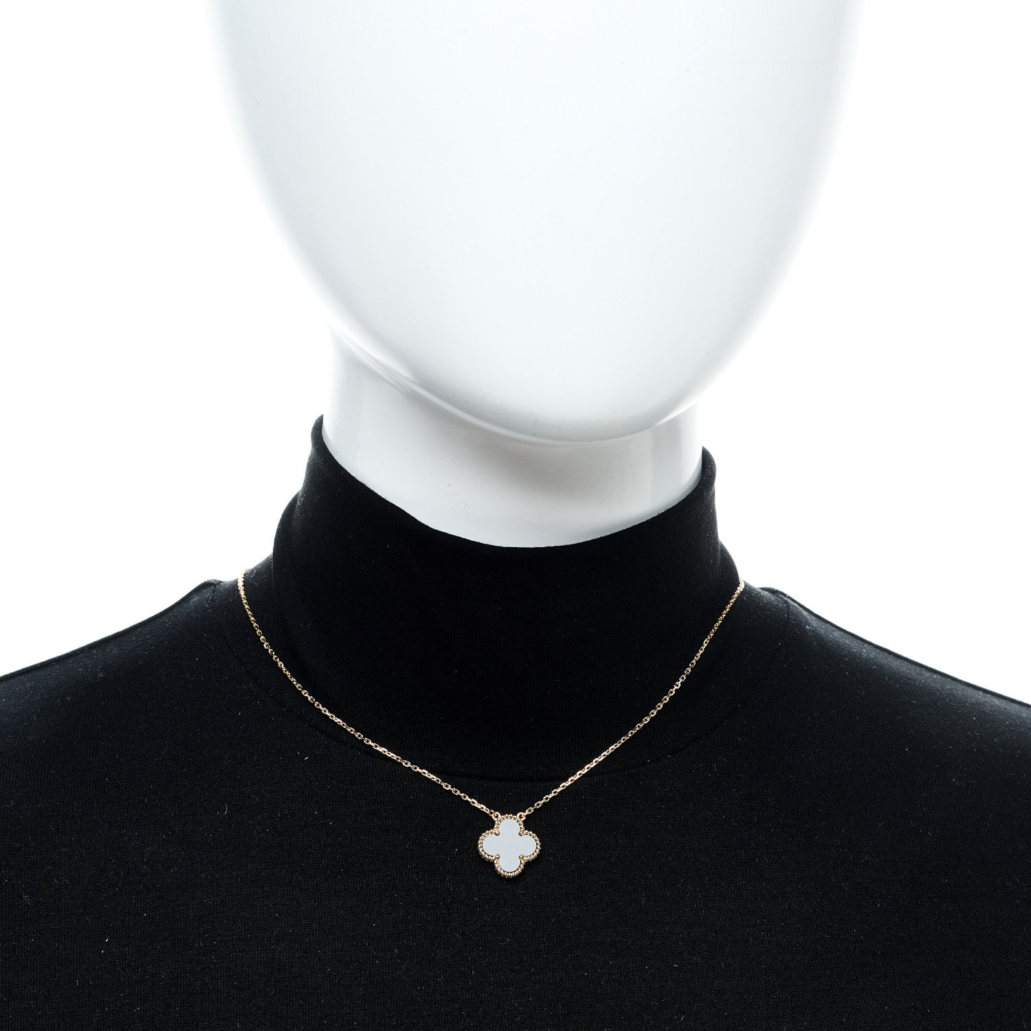 Van Cleef & Arpels 18K Yellow Gold Black Onyx Vintage Alhambra Pendant Necklace 2 of 6