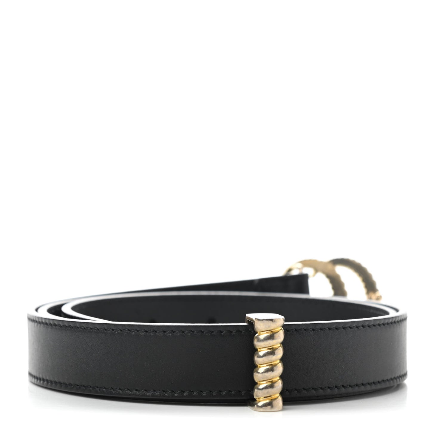 Moon Calfskin Torchon Double G 25mm Belt 90 36 Black