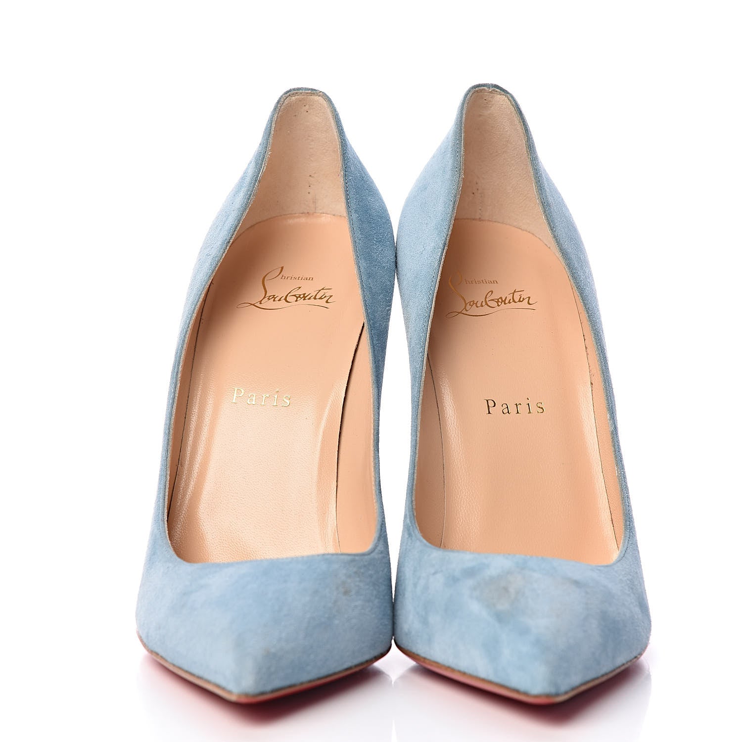 Christian Louboutin Veau Velours Pigalle Follies 100 Pumps 40 Celeste 2 of 19
