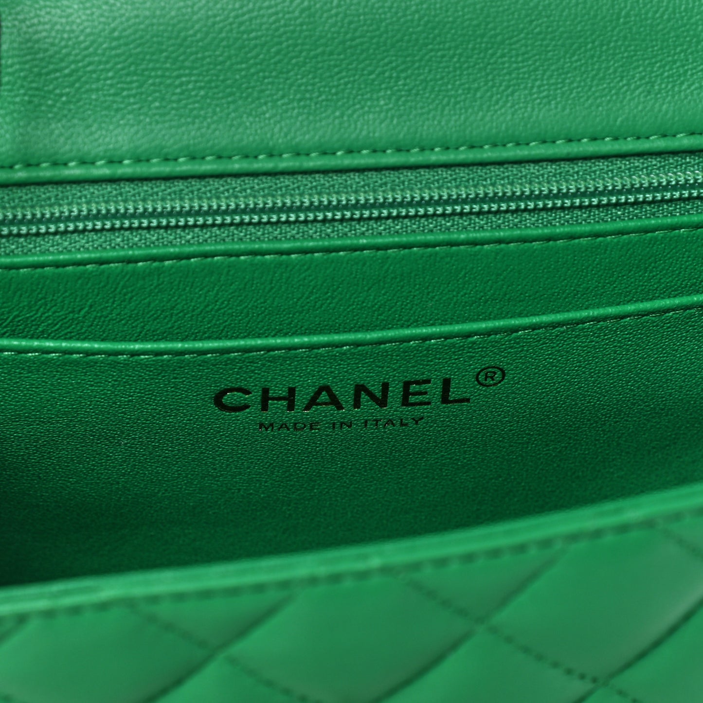 Lambskin Quilted Mini Square Flap Green