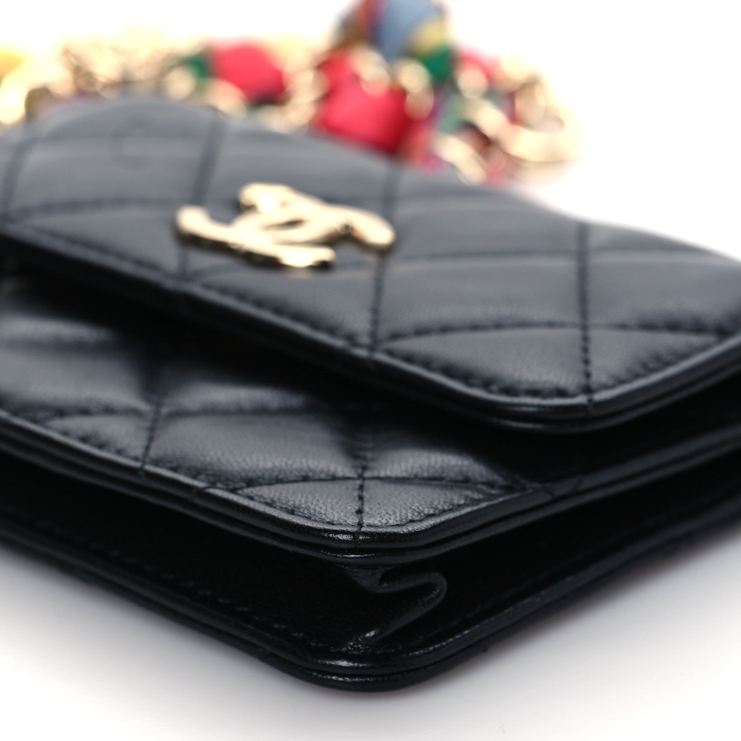 Chanel Shiny Lambskin Ribbon Quilted Flap Belt Bag Black 11 of 11