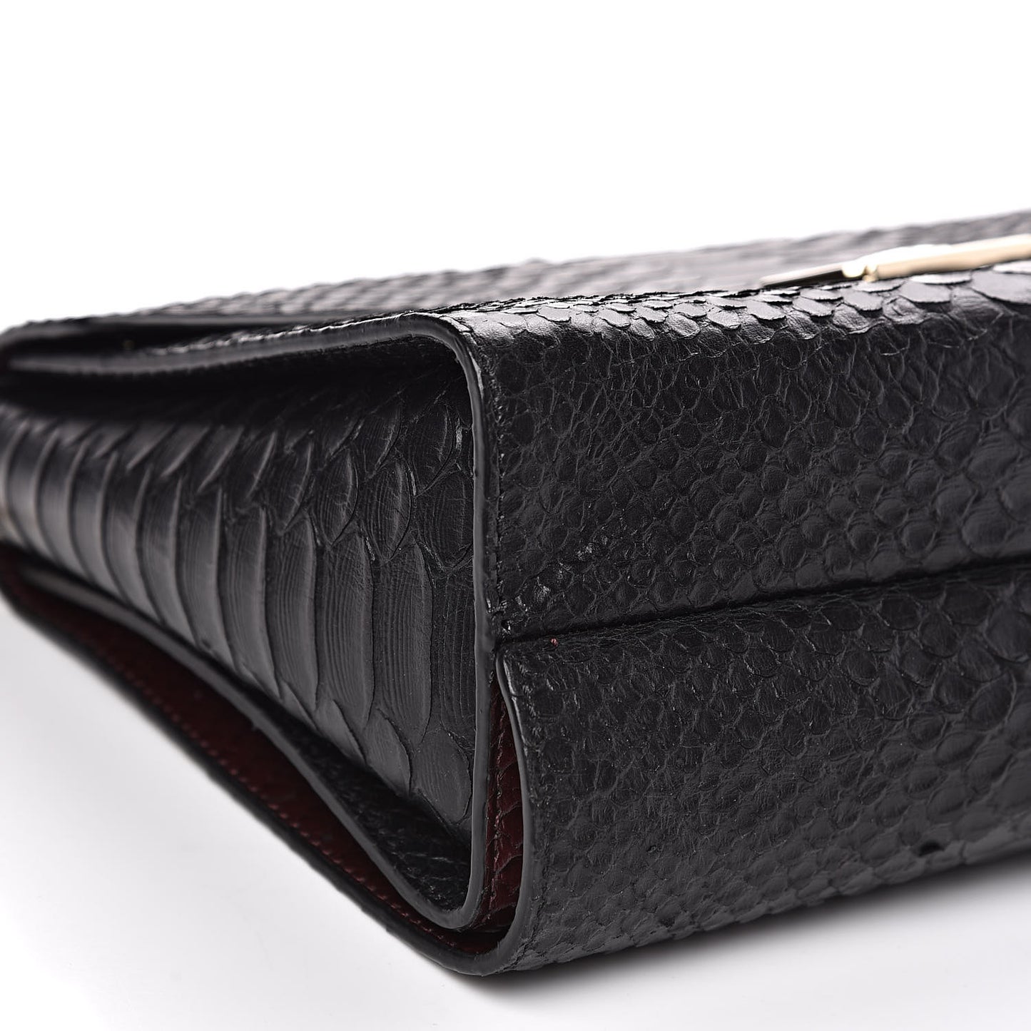 Silky Python Calfskin Embossed Reversible Delphie Crossbody Oxblood Black