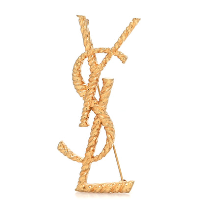 Saint Laurent Brass Cassandre Opyum YSL Twisted Brooch Gold 2 of 4