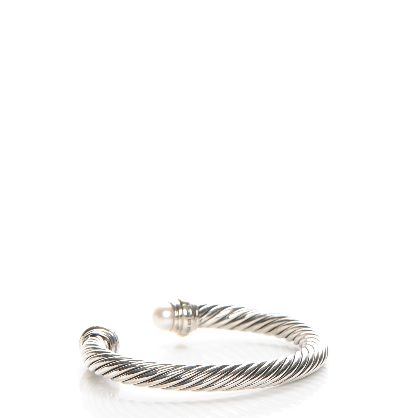 Sterling Silver 14K Yellow Gold Pearl 7mm Cable Classics Bracelet