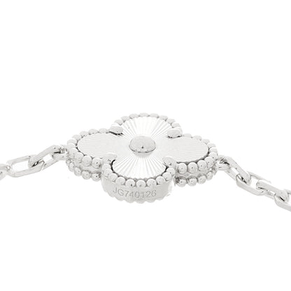 Van Cleef & Arpels 18K White Gold 5 Motifs Guilloche Vintage Alhambra Bracelet 3 of 4