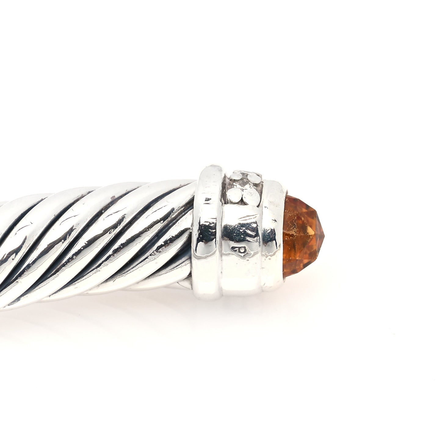 Sterling Silver Diamond Citrine 5mm Cable Classics Bracelet