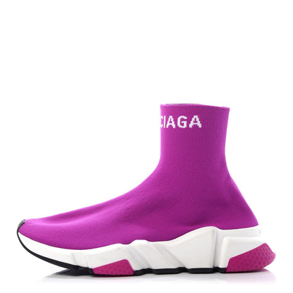 Balenciaga Neoprene Knit Womens Hi Speed Sneakers 37 Fuchsia 1 of 8