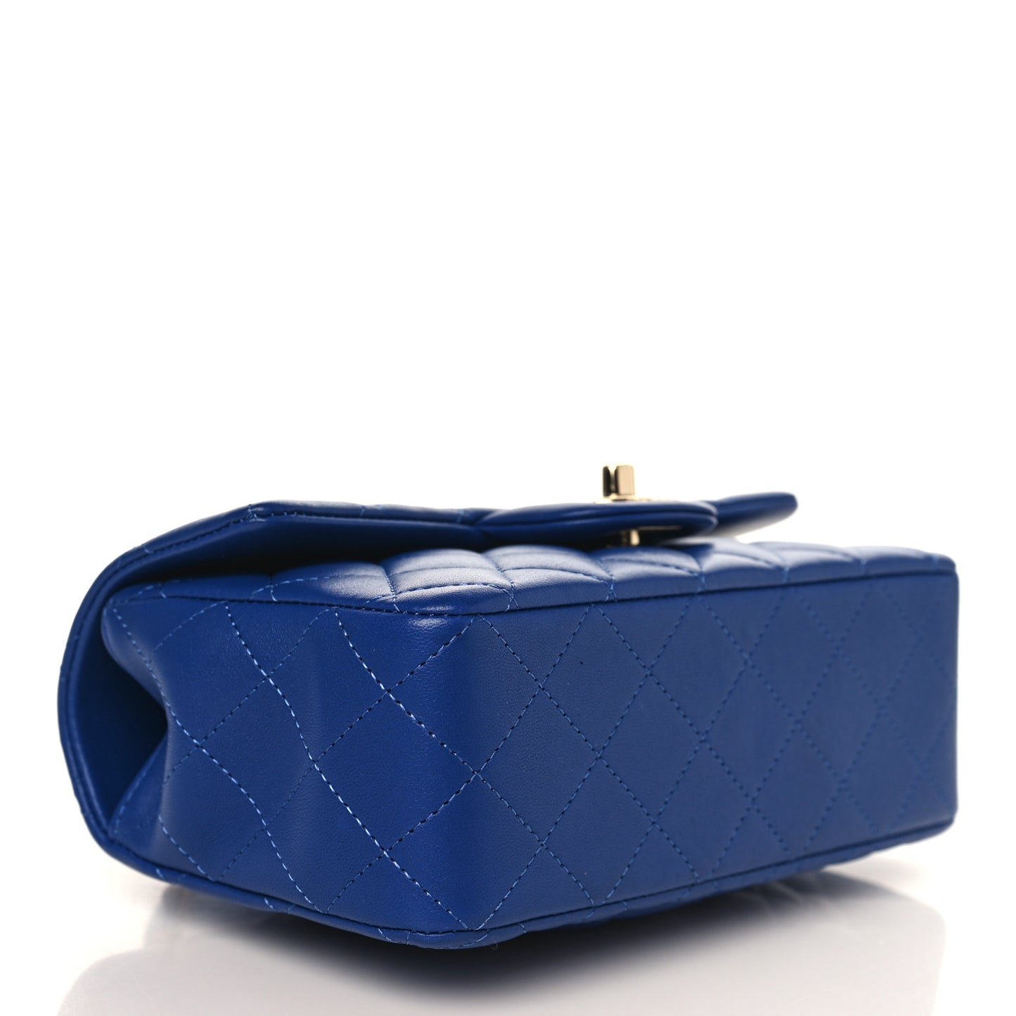 Lambskin Quilted Mini Top Handle Rectangular Flap Blue