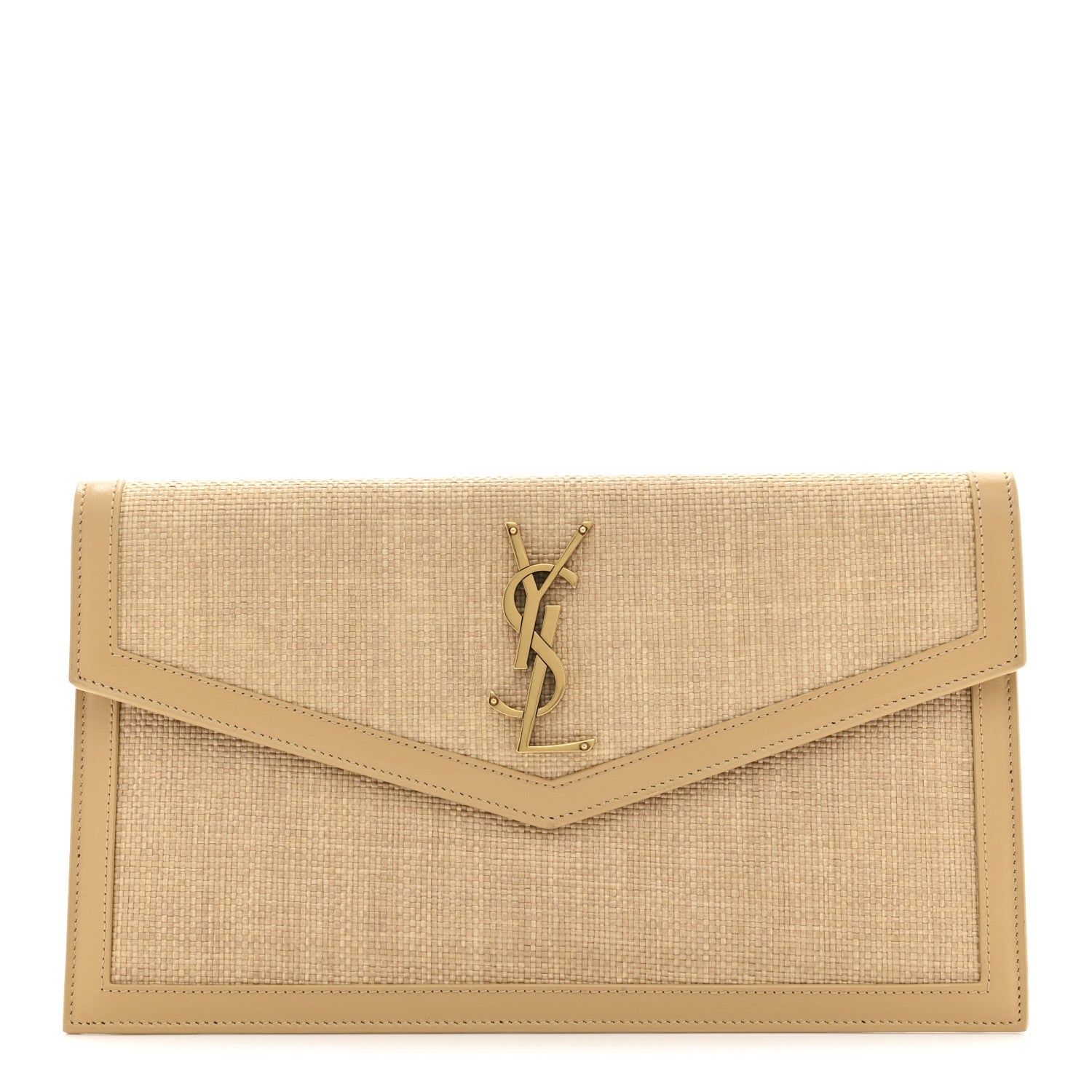 Saint Laurent Micro Raffia Uptown Pouch Natural Hay Blush 1 of 8
