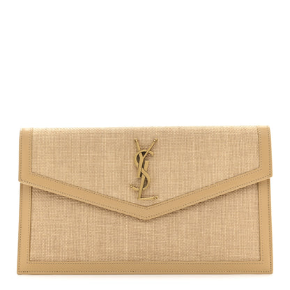 Saint Laurent Micro Raffia Uptown Pouch Natural Hay Blush 1 of 8