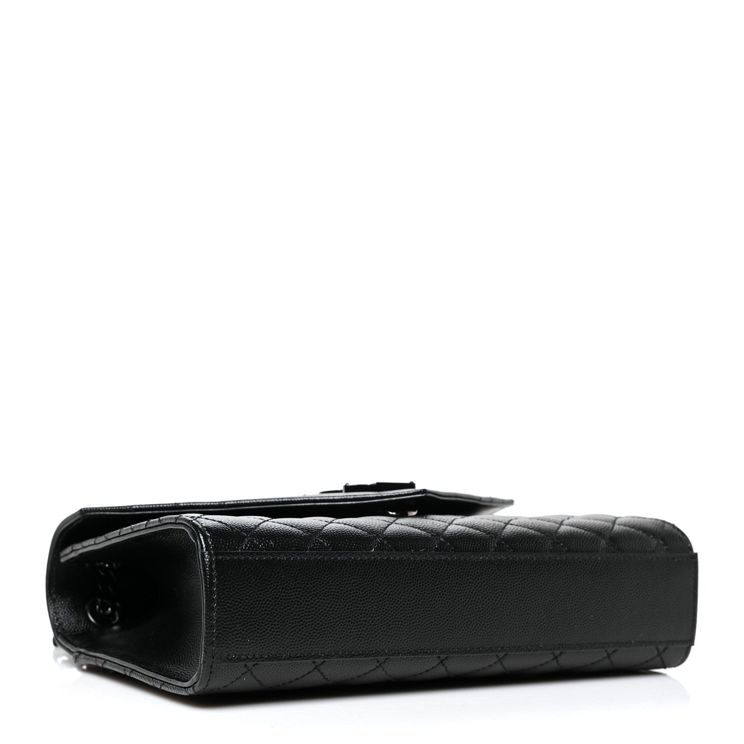 Saint Laurent Grain De Poudre Textured Mixed Matelasse Triquilt Medium Monogram Satchel Black 4 of 9